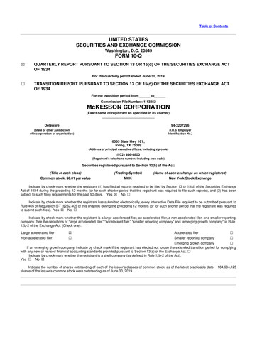 Miniature McKesson 10-Q Rapport trimestriel 2020 