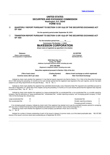 Miniature McKesson 10-Q Rapport trimestriel 2020 