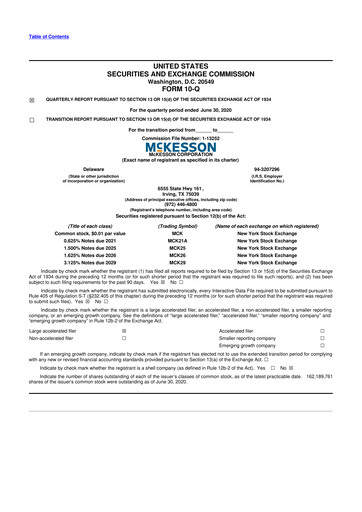 Miniature McKesson 10-Q Rapport trimestriel 2021 