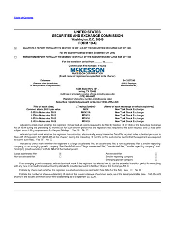 Miniature McKesson 10-Q Rapport trimestriel 2021 