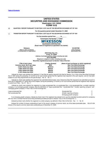Miniature McKesson 10-Q Rapport trimestriel 2021 