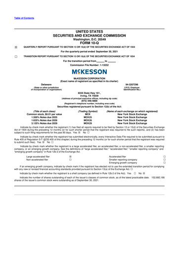 Miniature McKesson 10-Q Rapport trimestriel 2022 