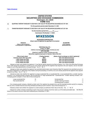 Miniature McKesson 10-Q Rapport trimestriel 2022 