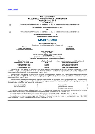 Miniature McKesson 10-Q Rapport trimestriel 2024 