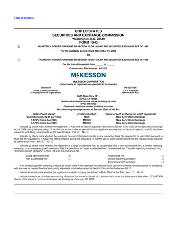 Thumbnail McKesson 10-Q Quarterly Report FY2026 