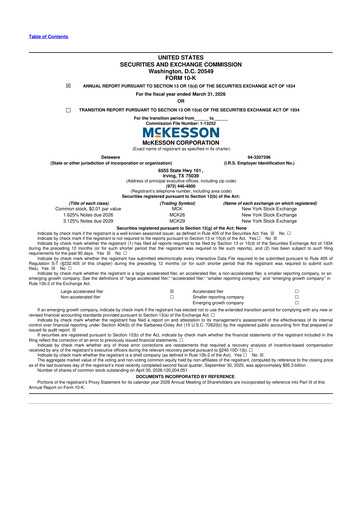 Thumbnail McKesson 10-K Annual Report 