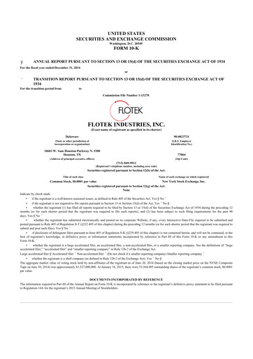 Thumbnail Flotek Industries 10-K Annual Report 2014