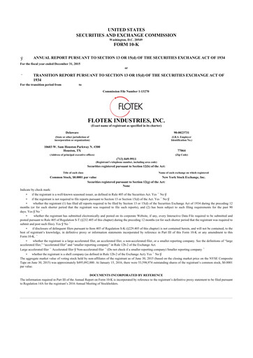 Thumbnail Flotek Industries 10-K Annual Report 2015