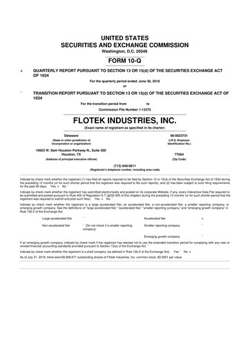 Thumbnail Flotek Industries 10-Q Quarterly Report FY2018 