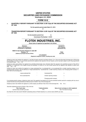 Thumbnail Flotek Industries 10-Q Quarterly Report FY2019 