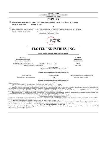 Thumbnail Flotek Industries 10-K Annual Report 2019