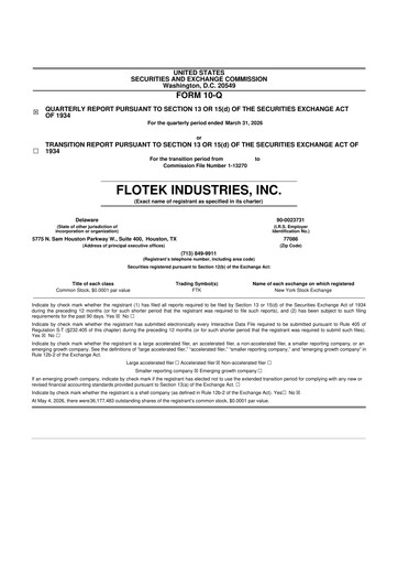 Vorschaubild Flotek Industries 10-Q Quartalsbericht  