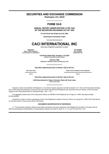 Miniature CACI International Inc 10-K Rapport annuel 