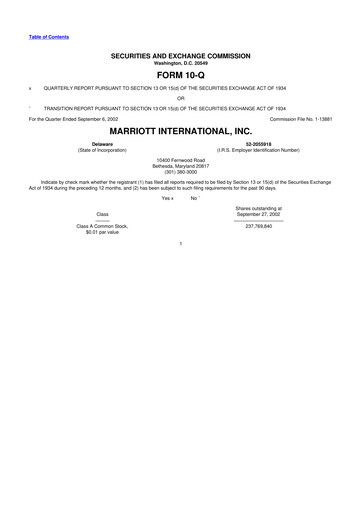 Vorschaubild Marriott International 10-Q Quartalsbericht  