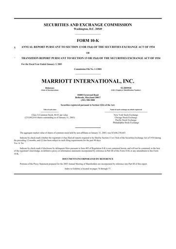 Thumbnail Marriott International 10-K Annual Report 