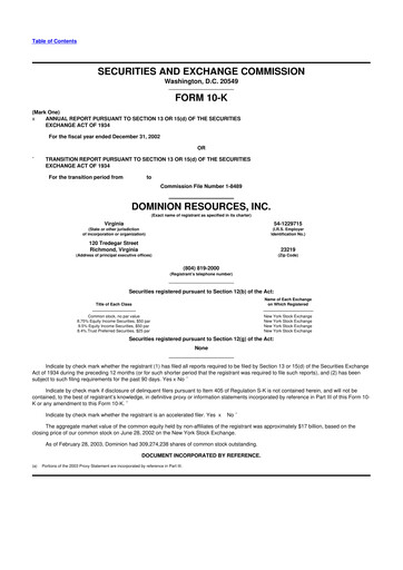 Thumbnail Dominion Energy 10-K Annual Report 