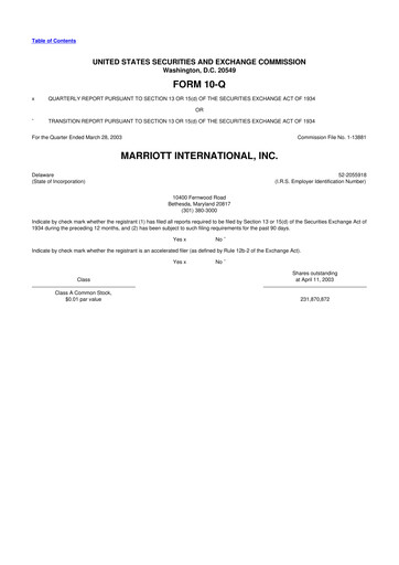 Vorschaubild Marriott International 10-Q Quartalsbericht  