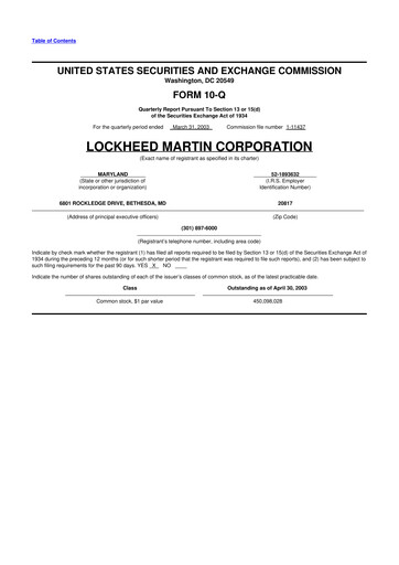 Thumbnail Lockheed Martin 10-Q Quarterly Report FY 