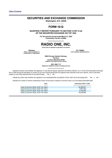 Thumbnail Urban One
 10-Q Quarterly Report FY 