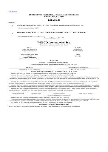 Vorschaubild WESCO International
 10-K Jahresbericht 2011