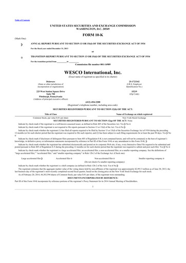 Vorschaubild WESCO International
 10-K Jahresbericht 2013