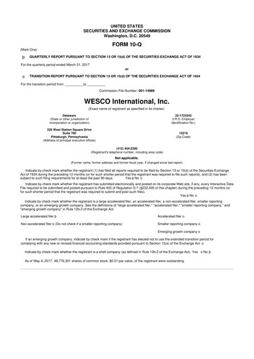 Vorschaubild WESCO International
 10-Q Quartalsbericht 2017 
