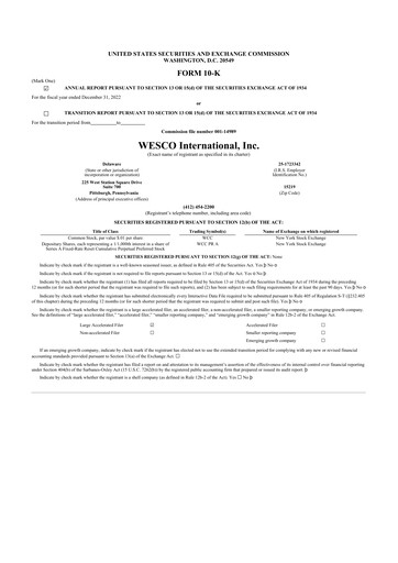 Vorschaubild WESCO International
 10-K Jahresbericht 2022