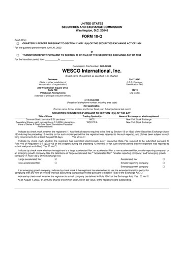 Vorschaubild WESCO International
 10-Q Quartalsbericht 2023 