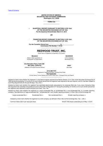 Vorschaubild Redwood Trust 10-Q Quartalsbericht 2015 