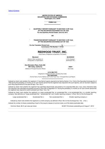 Vorschaubild Redwood Trust 10-Q Quartalsbericht 2015 