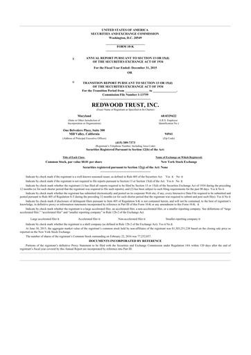 Thumbnail Redwood Trust 10-K Annual Report 2015