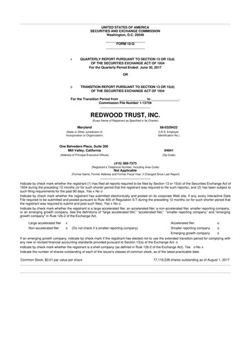 Vorschaubild Redwood Trust 10-Q Quartalsbericht 2017 