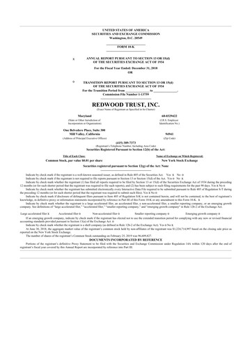 Thumbnail Redwood Trust 10-K Annual Report 2018