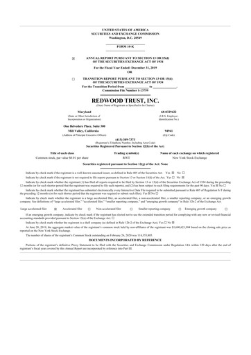 Thumbnail Redwood Trust 10-K Annual Report 2019