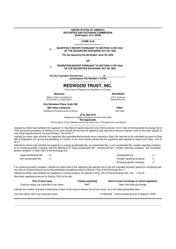 Vorschaubild Redwood Trust 10-Q Quartalsbericht 2020 