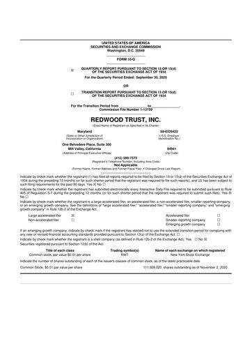 Vorschaubild Redwood Trust 10-Q Quartalsbericht 2020 