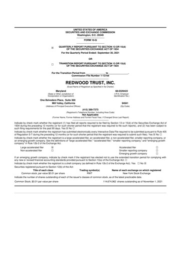 Vorschaubild Redwood Trust 10-Q Quartalsbericht 2021 