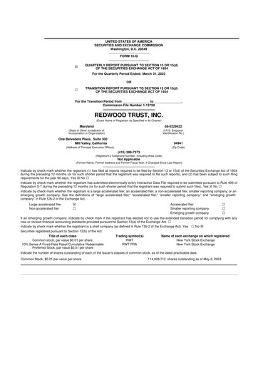 Vorschaubild Redwood Trust 10-Q Quartalsbericht 2023 