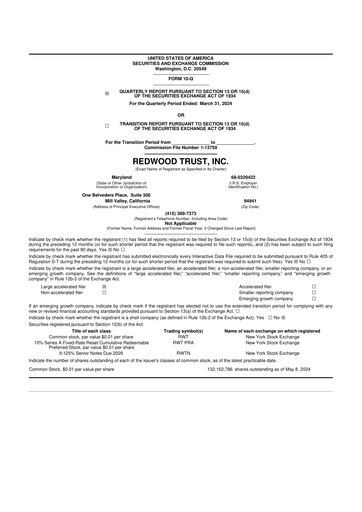 Vorschaubild Redwood Trust 10-Q Quartalsbericht 2024 