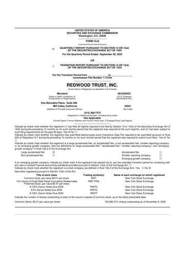 Vorschaubild Redwood Trust 10-Q Quartalsbericht 2025 