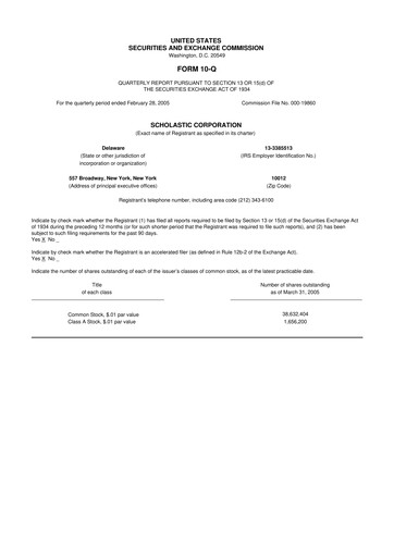 Thumbnail Scholastic 10-Q Quarterly Report FY 