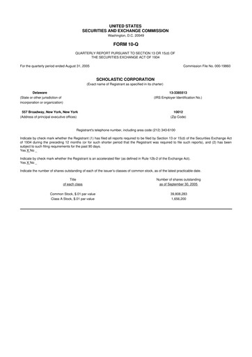 Thumbnail Scholastic 10-Q Quarterly Report FY 