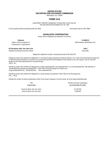 Thumbnail Scholastic 10-Q Quarterly Report FY 