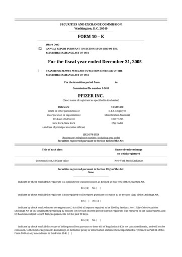 Thumbnail Pfizer 10-K Annual Report 