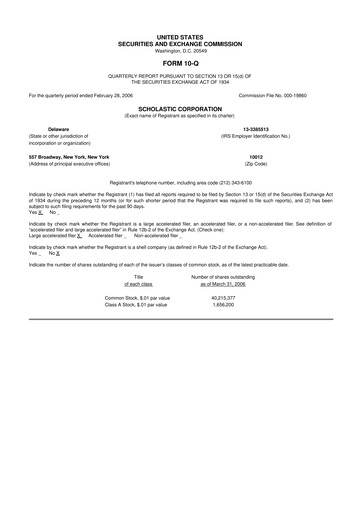 Thumbnail Scholastic 10-Q Quarterly Report FY 