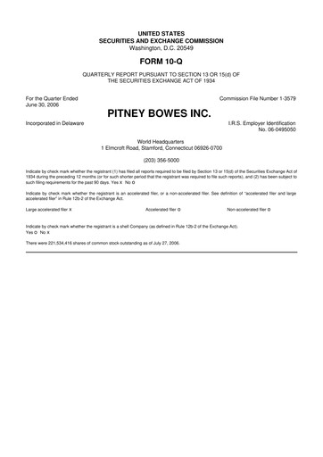 Miniature Pitney Bowes 10-Q Rapport trimestriel  