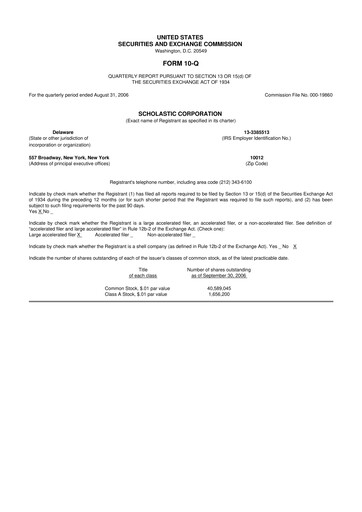 Thumbnail Scholastic 10-Q Quarterly Report FY 