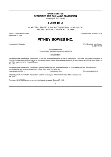 Miniature Pitney Bowes 10-Q Rapport trimestriel  