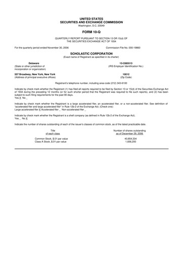 Thumbnail Scholastic 10-Q Quarterly Report FY 