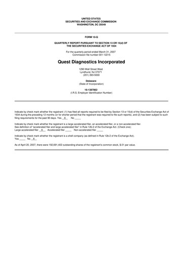 Vorschaubild Quest Diagnostics
 10-Q Quartalsbericht  